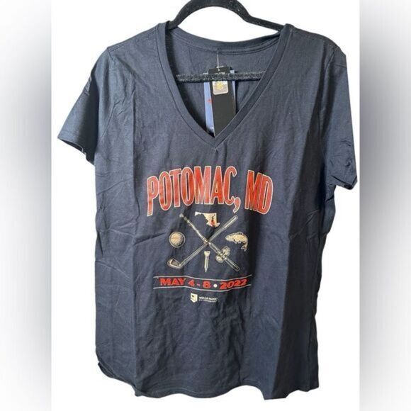 NWT Fanatics Women’s Black Graphic Tee Shirt 2022 Wells Fargo Potomac Course - L - Picture 1 of 6